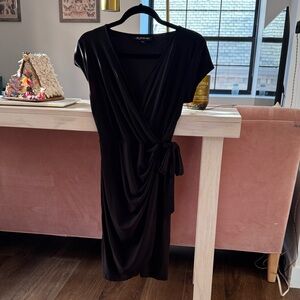 INC Black Asymmetrical Wrap Dress